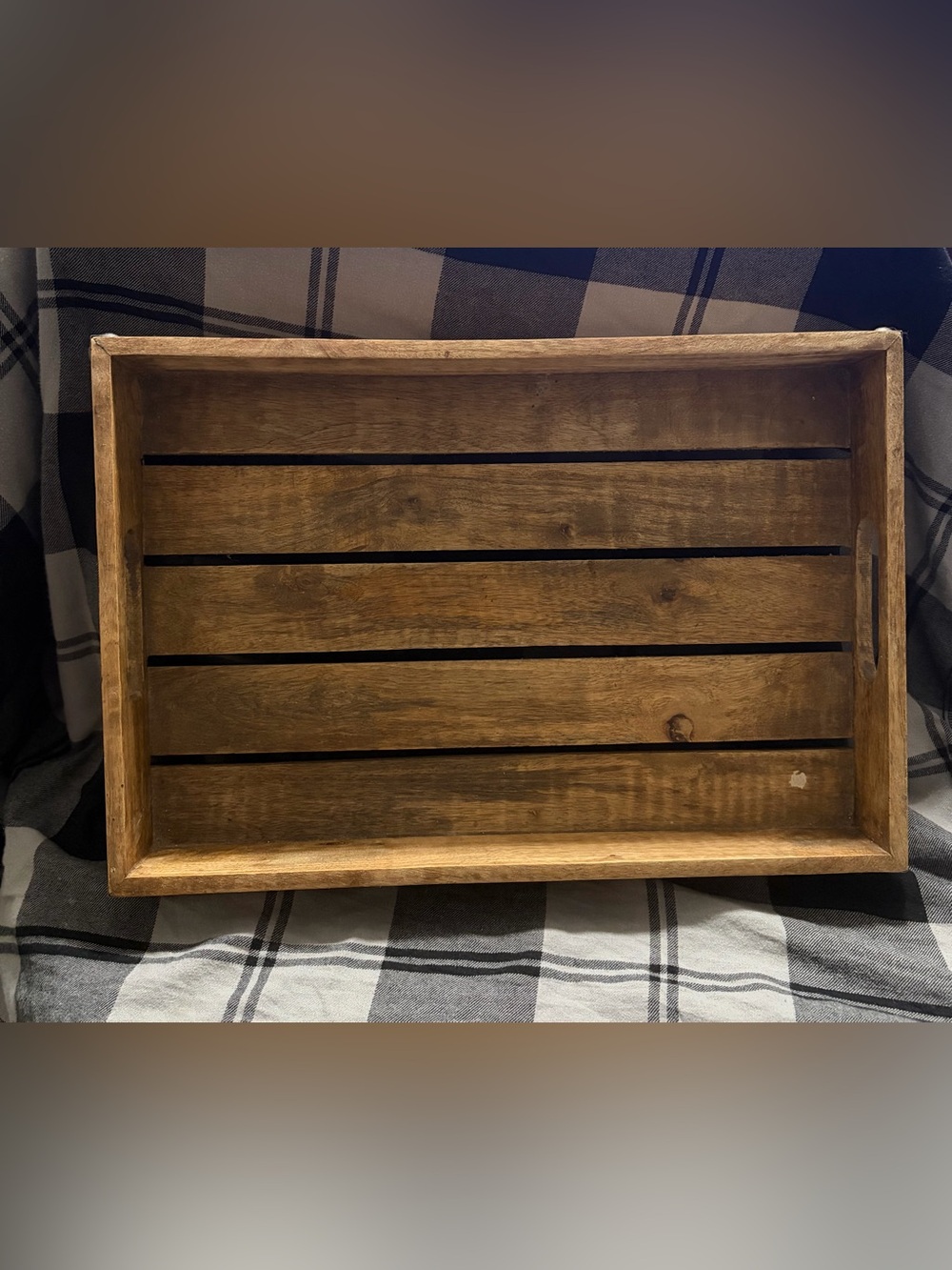 Rustic Wood Crate Serving Tray with Handles